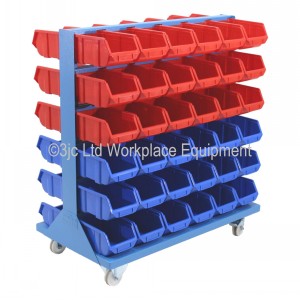 Parts Bin Stand Mobile Trolley With 72 Bins